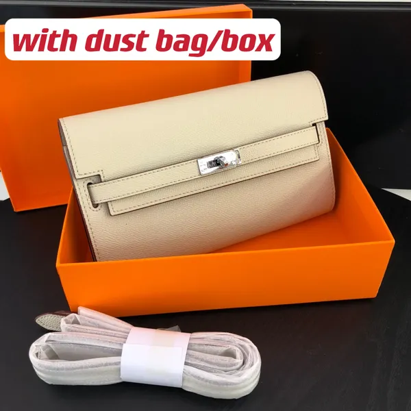 Top 7A Kellytogo Woc Designer Femme Sacs à bandoulière Split Couleurs avec un bracelet en cuir Vintage Epsom Cuir de vachette Silver Hardware Lady Wallet Purse