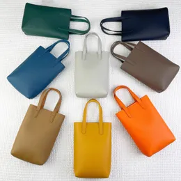 Top 7A Togo Cowhide Leather Small 19 cm telefoontassen in 8 kleuren met echte lederen riemen en een emmer achter in de tassen Lady Designer Cross Body Bags