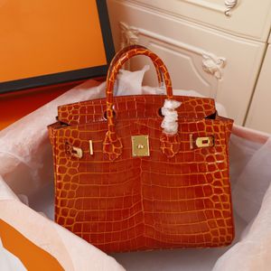 Top 9A krokodil koeienhuid lederen tassen in 10 kleuren socialite Tote 30/35cm dames designer handtas met paard en zijde slot goud en zilver hardware geen gaten bandjes