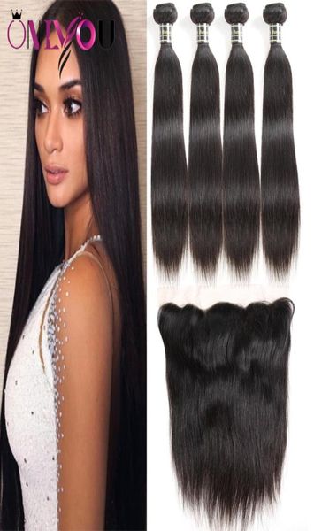 Extensiones de cabello humano virgen brasileño de visón sin procesar de grado 9a superior 4 paquetes de cabello con cierre frontal de encaje Tejidos de cabello liso 9240954