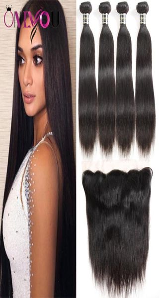 Extensiones de cabello humano virgen brasileño de visón sin procesar de grado 9a superior 4 paquetes de cabello con cierre frontal de encaje Tejidos de cabello liso 8670066