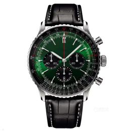 TOP AAA B01 B20 BRETILTITION Watch Navitimer Chronograph Quartz Mouvement Steel Limited Green Dial 50th Anniversary Sapphire montres STRAP HOMMESS