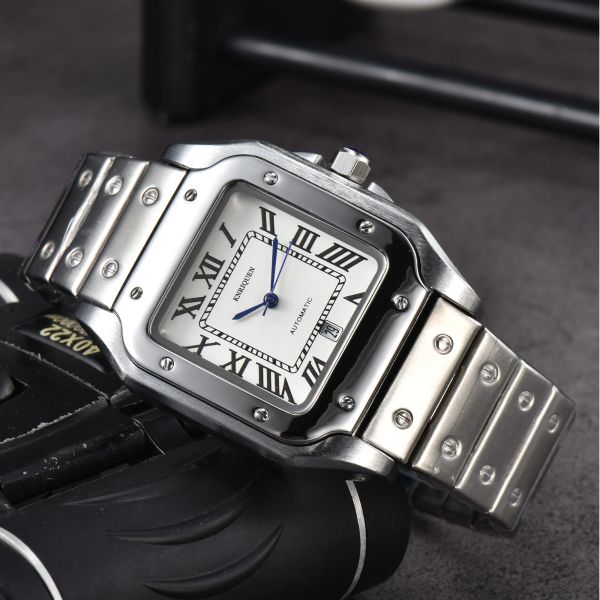 TOP AAA Custome Original Brand Luxury Watches for Men 39mm Square Date Automatic Date Quartz Steel Strap la plus chaude