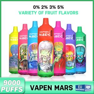 Entrepôt UE |Original VAPEN Mars 9000Puffs jetable Vape Mesh Coil pré-rempli rechargeable RVB Cigarette électronique Tornado 9K Vapeur E Cigs Vaper Livraison rapide