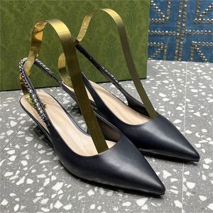 Top ancora petite chaîne hauts talons féminins en cuir talons pompes à talons de qualité supérieure concepteur de luxe chaîne métal