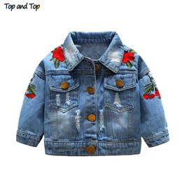 Top en Kinderen Jassen Kids Meisjes Borduurwerk Jassen Jassen Lange Mouw Kleding Bovenkleding Bloem 211011