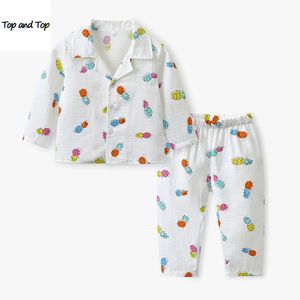 Top en schattige kinderen jongensmeisjes cartoon pyjama sets lange mouw topspants voor kinderen kleding huiskleding slaapkleding pak 3M-6y 240418