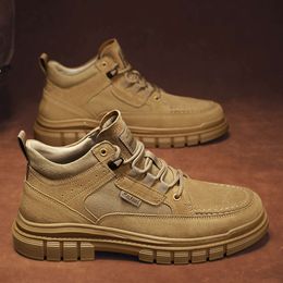 Top y zapatos Pig Jin Ping para hombre otoño mediados de invierno piel lona Martin zapatos casuales Jf2309-P95 sku fábrica de china