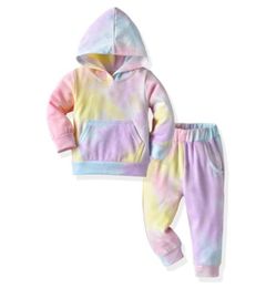 Top- en peutermeisjeskledingsets Tie Dye Print Hoodies met lange mouwen SweatshirtBroeken Casual outfits Kindertrainingspakken 210801612862