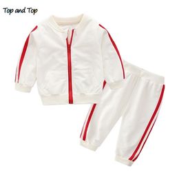 Top e Top Moda Bambini Neonato Vestiti Set Cotone Manica lunga Felpa Pantaloni Tuta Neonate Abiti Bebes LJ201223