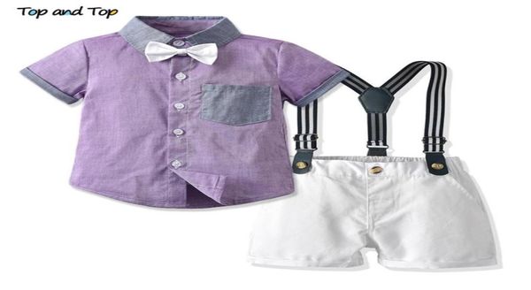 Top and Top Summer Kids Boys Clothing Clothing ensembles à manches courtes Shirt Purple Sautpuise Childre
