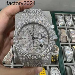 Top Ap Moissanite Mens Watches Automatic Vvs Silver Diamonds Pass Test Automatic Movement Vs Factory Moissanite Out for Men High Quality De Luxe L6