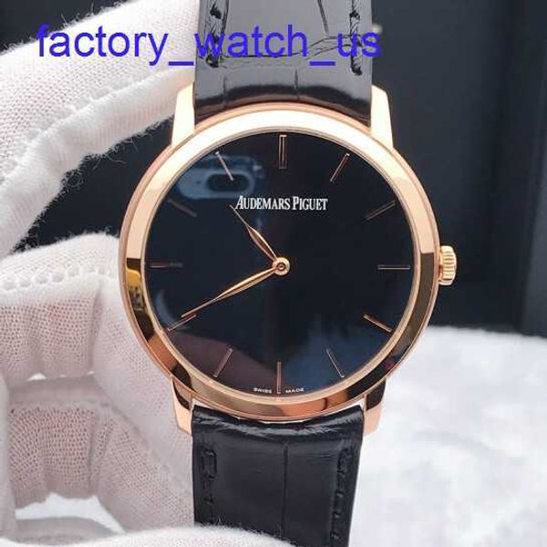 Top AP Wrist Watch 18K Rose Gold Automatic mécanique 41 mm Noir Mens 15180or.OO.A002CR.01 Crocodile En cuir Watch Strap