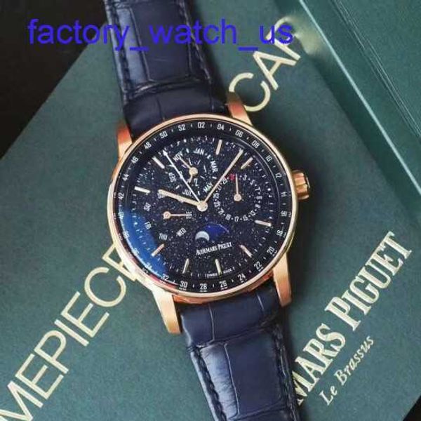 Top AP Wrist Watch Code 11.59 Série 26394or Rose Gold Blue Dial Perpetual Calendar Mens Fashion Business Casual Business Back Transparent Mécanique