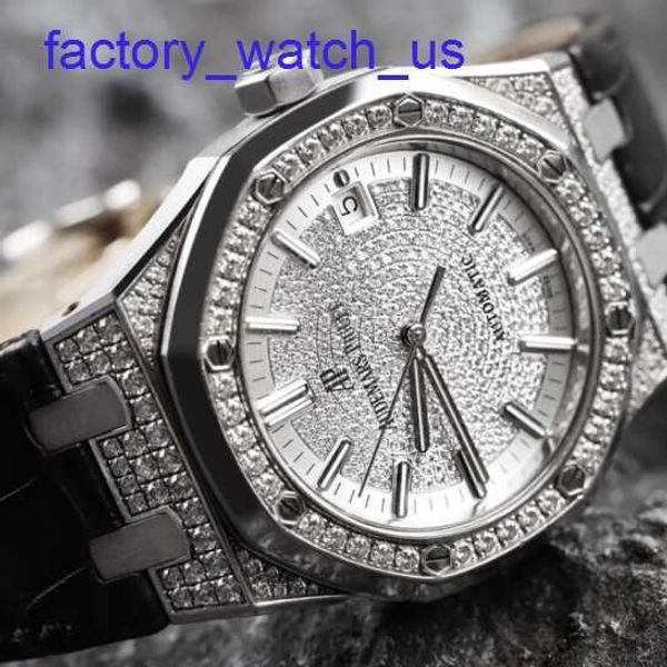 Top AP Wrist Watch Royal Oak 15452BC Platinum Diamond Full Sky Star Watch Automatique Taille mécanique Environ 37 mm 18k Platinum montre