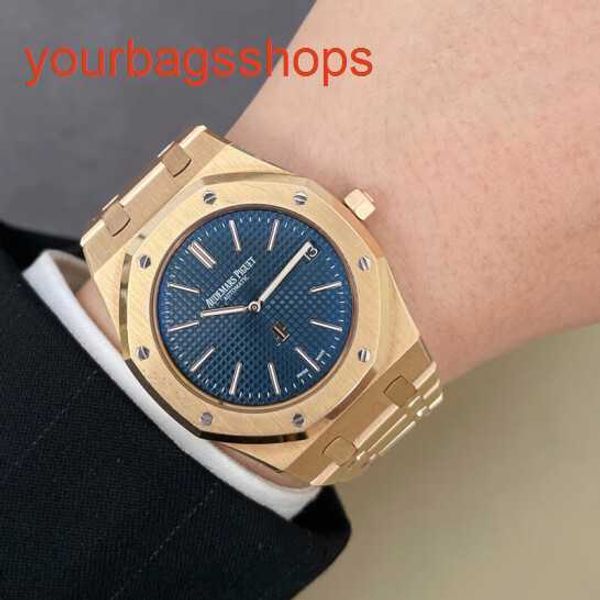 Top AP Wristwatch Royal Oak Series 15202or Mens Watch Blue Disc 18K Rose Gold Business Loison Automatic Mécanical Watch Date 39mm Complete Set