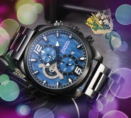 Top Auto Fecha Cronómetro funcional completo Reloj Calendario para hombre Movimiento de cuarzo Reloj Acero inoxidable sólido Lumious Diseño de 8 formas grandes Relojes de pulsera con esfera Regalos del día