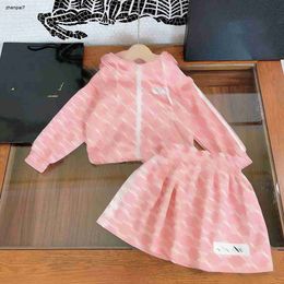 Top herfstset voor baby verse en mooie meisjes jurk pakken maat 110-160 ritssluiting met ritssluiting en logo geprinte rok Oct20