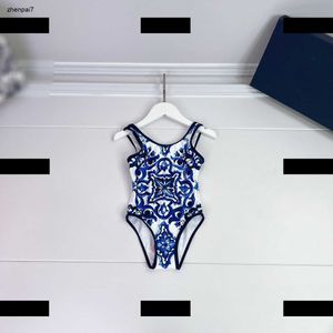 Top Baby Clothes Girls Swimwear Designer Gradient Blue One-pièce Nouveau Arrivée Enfant Impression de plage Supplies Taille 80-150 cm Livraison gratuite Mar23