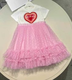 Top Baby Dress Sequin Knited Logotipo de niña Tamaño de la falda 110-160 Summer Lindo Falda de encaje Demonios para niños Diseñadores de niños Frock Jan10