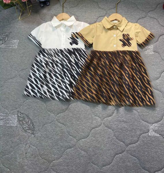 Top Baby Robe Summer Girl Jirt Taille 90-140 Designer Robes pour les enfants Impression complète de lettre Logo Kids Frock Dec05