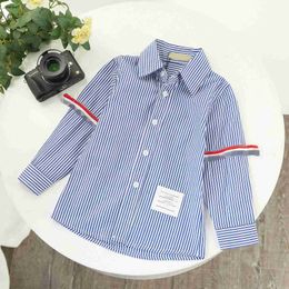 Top Baby Baby Stripe Diseño de rayas verticales Tamaño de abrigo para niños 90-160 CM Boy Dress Camiseta para niños Bloses de diseño para niños Dic05
