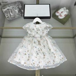 Top Baby Jirt Broidered Logo Princess Robe Taille 100-160 cm Kids Designer Vêtements Summer High End Lace Girls Partydress 24Pril