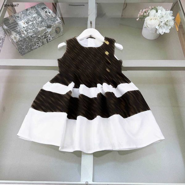 Top Baby Falda Summer Suplicing Design Vestido de chicas Tamaño 110-160 Kids Diseñador ropa Botones de oro Frock Jan20