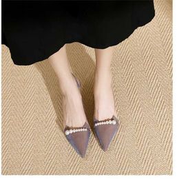Top Baotou Flip Flop Sandals Platform Wedges For Women Summer Sandal Spring Pointed High Sandles Hakken Kwaliteit ondiepe mond kralen enkele schoenen 240228