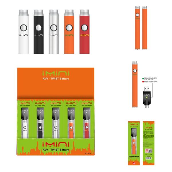 TOP Batterie AVV Batterie E Cigarette 510 fil batterie 380 mAh 650 900 1100 Préchauffer VV Tension variable stylo batteries vapes Vape cartouche ego CE4 CE3 MT3 atomiseur