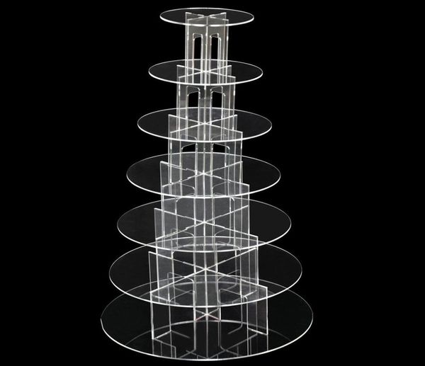 TOP au-delà du niveau 7 Round Round Clear Acrylic Party Mariage Cake Cupcake Stand7676298