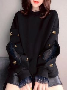 Top zwarte truien sweatshirt ronde hals vrouw kleding jaren 90 vintage warme harajuku mode in trend casual basic xxl 240301