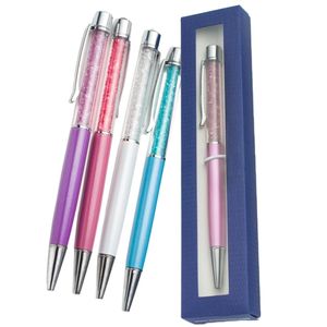 Stylo à bille en cristal scintillant avec boîte, pour mariage, école, bureau, papeterie, stylo personnalisé, cadeau de noël, 220613