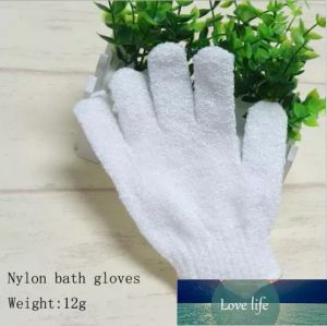 Guantes de ducha para limpieza corporal superior, guante de baño exfoliante de nailon blanco, cinco dedos, guante de baño de masaje de fibra suave, limpiador