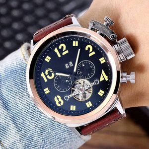 Top marque hommes d'affaires montres mouvement automatique mécanique bracelet en cuir véritable 48mm grand cadran montre de mode pour hommes noël 318S