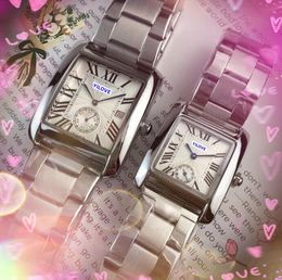 Top Marque Couple Femmes Hommes Amoureux Montre Quartz Importé Mouvement Horloge Rétro Célèbre En Plein Air En Acier Inoxydable Ceinture De Luxe Rectangle Forme Cadran Montres-bracelets