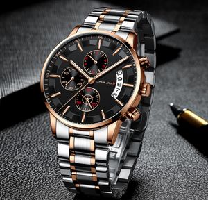 Topmerk Crrju Luxury Men Fashion Business Watches Heren Quartz Date Clock Man Roestvrij staal pols Watch Reloj Hombre