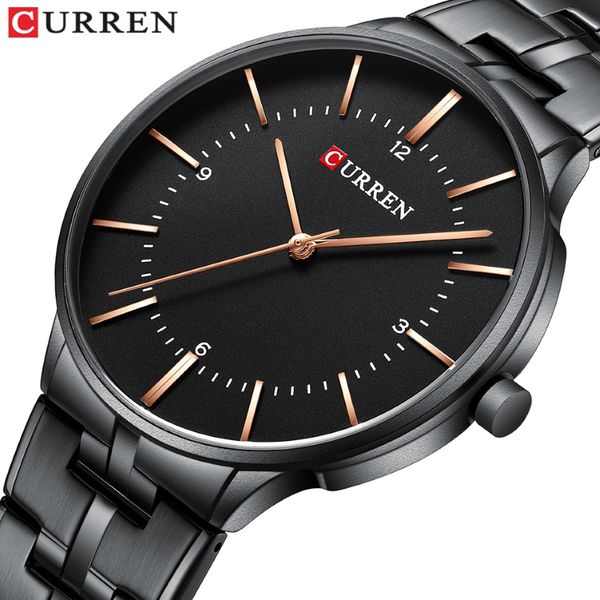Top Brand Curren Luxury Quartz Watches For Men Wrist Wistry Classic Black en acier inoxydable STRAP MENS MELLA