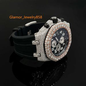 Topmerk aangepaste ontwerp mannen vrouw handset ijskoud diamant moissanite watchstylish high-end diamant-ingelegde horloge