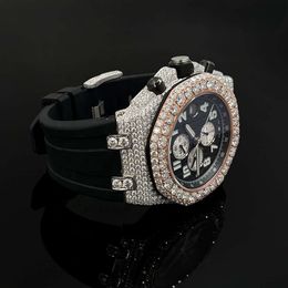 Ajuste de diamante, marca superior, diseño personalizado, conjunto de mano de lujo para hombres y mujeres, reloj de moissanita con diamantes helados