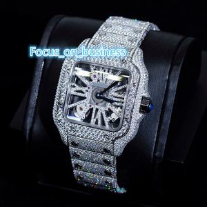 Top Brand Custom Design Men Woman Woman Luxury Hand Set Iced Out Diamond Moissanite Watch