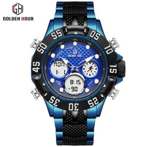 Top Brand Goldenhour Men's Sports Watch Men Men Quartz Digital Male Horloge Relogio Hombre Affiche de bracelet imperméable Relogio Masculino 277Y