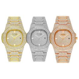 Top marque de haute qualité en laiton Bling Quartz hommes montre Reloj brillant Hip Hop or diamant glacé WatchBCMG