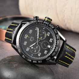 Top marca de alta qualidade TAG Series Mens Watch Joint Edição Limitada Casual Moda Couro Multifuncional Cronógrafo Designer Movimento Relógio de Quartzo Montre