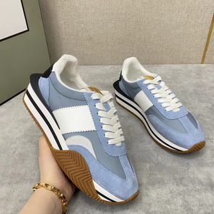 Top Merk James Nylon Suede Sneakers Schoenen Side Stripe Suede Nylon Chunky Rubberen Zool Mannen Trainer Lace Up Comfort korting Wandelen EU38-46