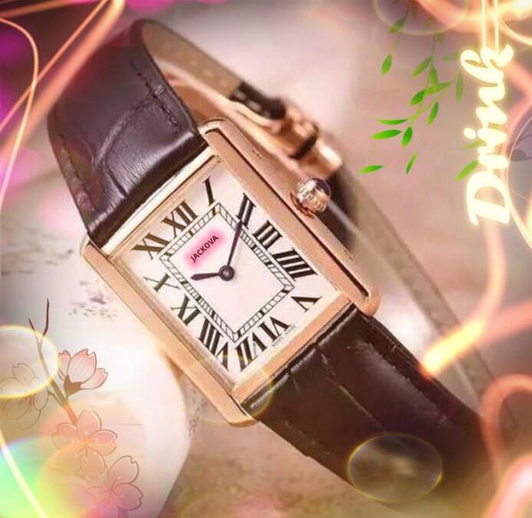 Top marque japon mouvement à quartz temps montres 31mm carré réservoir romain cadran ultra-mince horloge en gros femmes à la mode vintage populaire montre-bracelet en cuir montre de luxe