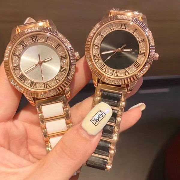 Top marque dame montres 36mm cadran luxe designer montres quartz diamant montre bande en acier inoxydable pour les femmes Valentine cadeau cadeaux de Noël reloj de lujo