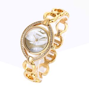 Topmerk luxe diamant aangepaste legering band oval kwarts pols horloge dames kwarts