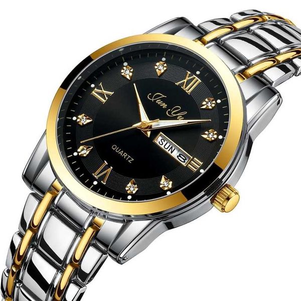 Top Brand Luxury Mens Relojes Luminoso Impermeable Reloj de acero inoxidable Cuarzo Hombres Fecha Calendario Reloj de pulsera de negocios para hombres 220208
