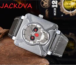 Speciale Merk Topkwaliteit Skull Quartz Horloge Fashion Casual Clock Big Dial Man Horloges Luxe Klassieke Lederen Band Horloge